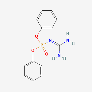 molecular formula C13H14N3O3P B14719504 Phosphoramidic acid, N-amidino-, diphenyl ester CAS No. 10539-40-9