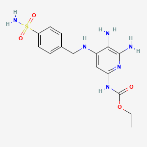 molecular formula C15H20N6O4S B14719546 ethyl N-[5,6-diamino-4-[(4-sulfamoylphenyl)methylamino]-2-pyridyl]carbamate CAS No. 21271-65-8