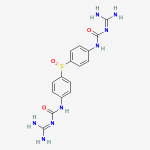 molecular formula C16H18N8O3S B14719552 Urea, 1,1'-(sulfinyldi-p-phenylene)bis(3-amidino- CAS No. 20567-03-7