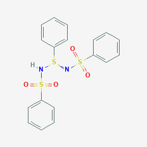 molecular formula C18H16N2O4S3 B14719556 N-{[(Benzenesulfonyl)amino](phenyl)-lambda~4~-sulfanylidene}benzenesulfonamide CAS No. 18112-86-2