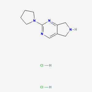 molecular formula C10H16Cl2N4 B1471966 2-(pyrrolidin-1-yl)-6,7-dihydro-5H-pyrrolo[3,4-d]pyrimidine dihydrochloride CAS No. 1864058-89-8