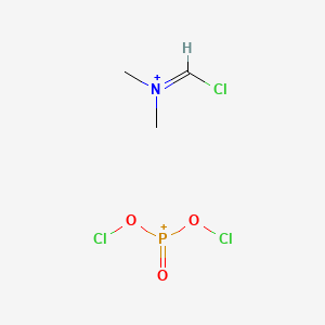 molecular formula C3H7Cl3NO3P+2 B14719867 Chloromethylidene(dimethyl)azanium;dichlorooxy(oxo)phosphanium CAS No. 21382-90-1
