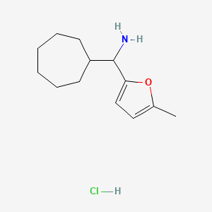 molecular formula C13H22ClNO B1471987 Cycloheptyl(5-methylfuran-2-yl)methanamine hydrochloride CAS No. 1864057-53-3