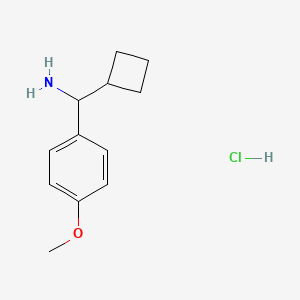 molecular formula C12H18ClNO B1471988 Cyclobutyl(4-methoxyphenyl)methanamine hydrochloride CAS No. 1864074-74-7