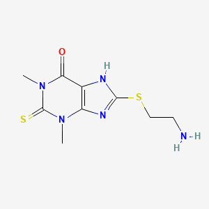 molecular formula C9H13N5OS2 B14720113 8-(2-aminoethylsulfanyl)-1,3-dimethyl-2-sulfanylidene-7H-purin-6-one CAS No. 6466-18-8
