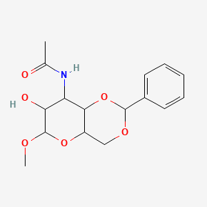 molecular formula C16H21NO6 B14720159 N-(7-hydroxy-6-methoxy-2-phenyl-4,4a,6,7,8,8a-hexahydropyrano[3,2-d][1,3]dioxin-8-yl)acetamide CAS No. 6748-77-2