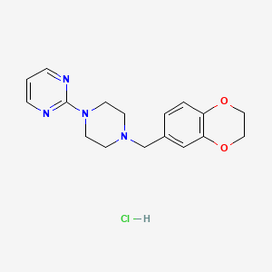 molecular formula C17H21ClN4O2 B14720293 Pyrimidine, 2-(4-(1,4-benzodioxan-6-ylmethyl)-1-piperazinyl)-, monohydrochloride CAS No. 21280-13-7