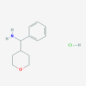 molecular formula C12H18ClNO B1472031 phenyl(tetrahydro-2H-pyran-4-yl)methanamine hydrochloride CAS No. 2097949-87-4