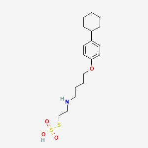 molecular formula C18H29NO4S2 B14720565 Ethanethiol, 2-(4-(p-cyclohexylphenoxy)butyl)amino-, hydrogen sulfate (ester) CAS No. 21220-77-9