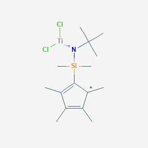 molecular formula C15H27Cl2NSiTi- B147206 2,3,4,5-Tetramethylcyclopentadienedimethylsilyl-tert-butylamido titanium dichloride CAS No. 135072-61-6