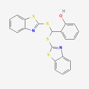molecular formula C21H14N2OS4 B14720647 2-(Bis(1,3-benzothiazol-2-ylthio)methyl)phenol CAS No. 6295-75-6