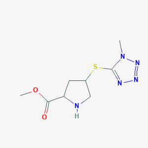 molecular formula C8H13N5O2S B1472065 methyl 4-((1-methyl-1H-tetrazol-5-yl)thio)pyrrolidine-2-carboxylate CAS No. 1706431-41-5