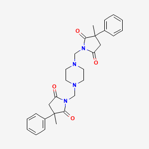 molecular formula C28H32N4O4 B14720693 N,N'-(1,4-Piperazinediyldimethylene)bis(2-methyl-2-phenylsuccinimide) CAS No. 15155-40-5