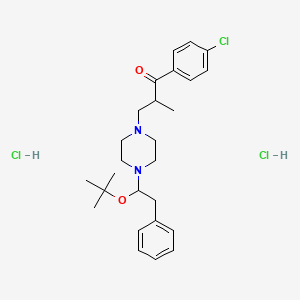 molecular formula C26H37Cl3N2O2 B14720765 Propiophenone, 4'-chloro-3-(4-(beta-isobutoxyphenethyl)-1-piperazinyl)-2-methyl-, dihydrochloride CAS No. 21263-14-9
