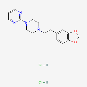 molecular formula C17H22Cl2N4O2 B14720773 Pyrimidine, 2-(4-(3,4-(methylenedioxy)phenethyl)-1-piperazinyl)-, dihydrochloride, hydrate CAS No. 21279-52-7