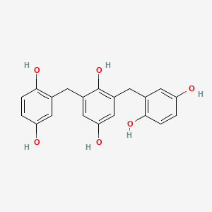 molecular formula C20H18O6 B14720909 2,2'-[(2,5-Dihydroxy-1,3-phenylene)bis(methylene)]di(benzene-1,4-diol) CAS No. 13344-07-5