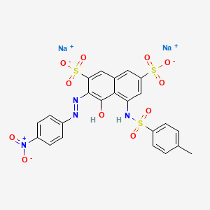 molecular formula C23H16N4Na2O11S3 B14721056 Disodium 4-hydroxy-3-((4-nitrophenyl)azo)-5-(((p-tolyl)sulphonyl)amino)naphthalene-2,7-disulphonate CAS No. 6441-94-7