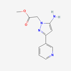 molecular formula C11H12N4O2 B1472135 Methyl 2-[5-amino-3-(3-pyridyl)pyrazol-1-yl]acetate CAS No. 1608159-71-2
