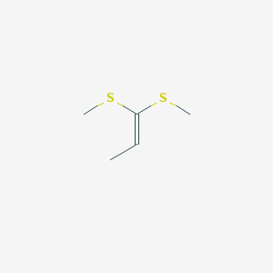 molecular formula C5H10S2 B14721760 1-Propene, 1,1-bis(methylthio)- CAS No. 6251-15-6