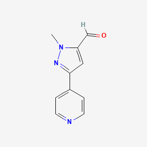 molecular formula C10H9N3O B1472283 1-methyl-3-(pyridin-4-yl)-1H-pyrazole-5-carbaldehyde CAS No. 1782727-16-5