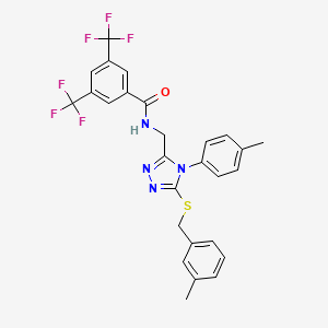 molecular formula C27H22F6N4OS B14723097 N-{[4-(4-Methylphenyl)-5-{[(3-methylphenyl)methyl]sulfanyl}-4H-1,2,4-triazol-3-yl]methyl}-3,5-bis(trifluoromethyl)benzamide CAS No. 5977-88-8