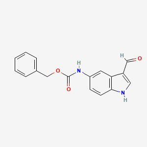 molecular formula C17H14N2O3 B14723149 Benzyl hydrogen (3-formyl-1H-indol-5-yl)carbonimidate CAS No. 6964-51-8