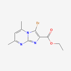 molecular formula C11H12BrN3O2 B1472315 Ethyl 3-bromo-5,7-dimethylimidazo[1,2-a]pyrimidine-2-carboxylate CAS No. 1524188-84-8