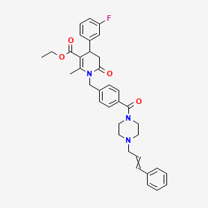 molecular formula C36H38FN3O4 B14723291 Ethyl 4-(3-fluorophenyl)-2-methyl-6-oxo-1-({4-[4-(3-phenylprop-2-en-1-yl)piperazine-1-carbonyl]phenyl}methyl)-1,4,5,6-tetrahydropyridine-3-carboxylate CAS No. 5990-40-9