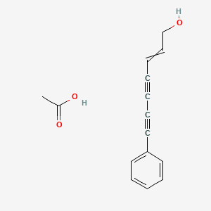 molecular formula C15H14O3 B14723534 Acetic acid--7-phenylhept-2-ene-4,6-diyn-1-ol (1/1) CAS No. 6130-77-4