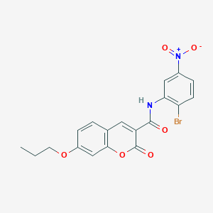 molecular formula C19H15BrN2O6 B14724070 N-(2-bromo-5-nitro-phenyl)-2-oxo-7-propoxy-chromene-3-carboxamide CAS No. 7047-65-6