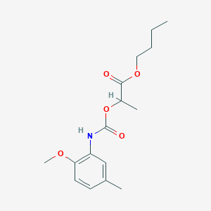 molecular formula C16H23NO5 B14724145 Butyl 2-{[(2-methoxy-5-methylphenyl)carbamoyl]oxy}propanoate CAS No. 6301-21-9