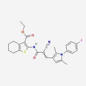 molecular formula C27H26IN3O3S B14724254 Ethyl 2-({2-cyano-3-[1-(4-iodophenyl)-2,5-dimethyl-1H-pyrrol-3-yl]acryloyl}amino)-4,5,6,7-tetrahydro-1-benzothiophene-3-carboxylate CAS No. 5505-83-9
