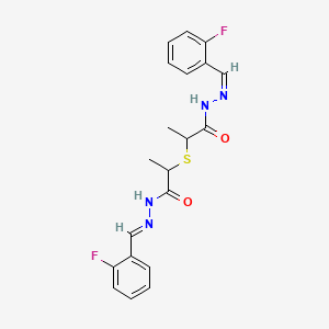 molecular formula C20H20F2N4O2S B14724270 N-[(E)-(2-fluorophenyl)methylideneamino]-2-[1-[(2Z)-2-[(2-fluorophenyl)methylidene]hydrazinyl]-1-oxopropan-2-yl]sulfanylpropanamide CAS No. 6939-00-0