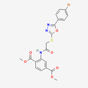 molecular formula C20H16BrN3O6S B14724375 Dimethyl 2-[[2-[[5-(4-bromophenyl)-1,3,4-oxadiazol-2-yl]sulfanyl]acetyl]amino]benzene-1,4-dicarboxylate CAS No. 5385-91-1