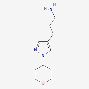 B1472473 3-[1-(oxan-4-yl)-1H-pyrazol-4-yl]propan-1-amine CAS No. 1556655-35-6