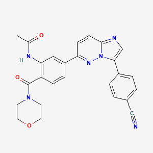 molecular formula C26H22N6O3 B1472542 N-[(5-(3-(4-Cyanophenyl)imidazo[1,2-b]pyridazin-6-yl)-2-morpholine-4-carbonyl)phenyl]acetamide CAS No. 1464151-17-4