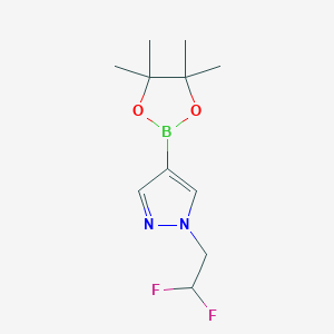 molecular formula C11H17BF2N2O2 B1472555 1-(2,2-Difluoroethyl)-4-(4,4,5,5-tetramethyl-1,3,2-dioxaborolan-2-yl)-1H-pyrazole CAS No. 1049730-40-6