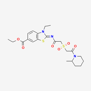 molecular formula C22H29N3O6S2 B14726338 Ethyl (2Z)-3-ethyl-2-({[2-(2-methylpiperidin-1-yl)-2-oxoethanesulfonyl]acetyl}imino)-2,3-dihydro-1,3-benzothiazole-6-carboxylate CAS No. 6251-18-9