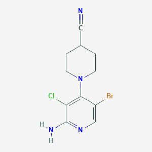 molecular formula C11H12BrClN4 B1472641 1-(2-Amino-5-bromo-3-chloropyridin-4-yl)piperidine-4-carbonitrile CAS No. 1607838-12-9