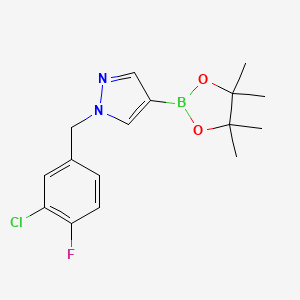 molecular formula C16H19BClFN2O2 B1472653 1-(3-Chloro-4-fluorobenzyl)-4-(4,4,5,5-tetramethyl-1,3,2-dioxaborolan-2-yl)-1H-pyrazole CAS No. 1604036-60-3