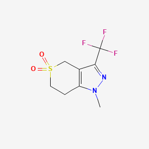molecular formula C8H9F3N2O2S B1472697 1-Methyl-3-(trifluoromethyl)-1,4,6,7-tetrahydrothiopyrano[4,3-c]pyrazole 5,5-dioxide CAS No. 2098022-23-0