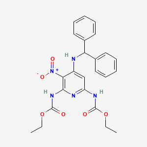 molecular formula C24H25N5O6 B14726989 ethyl N-[4-(benzhydrylamino)-6-(ethoxycarbonylamino)-3-nitropyridin-2-yl]carbamate CAS No. 6603-65-2