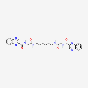 molecular formula C28H30N8O4 B14727110 N-[2-oxo-2-[6-[[2-(quinoxaline-2-carbonylamino)acetyl]amino]hexylamino]ethyl]quinoxaline-2-carboxamide CAS No. 6953-48-6