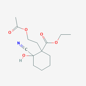 molecular formula C14H21NO5 B14727694 Ethyl 1-(2-acetyloxyethyl)-2-cyano-2-hydroxycyclohexane-1-carboxylate CAS No. 6331-48-2