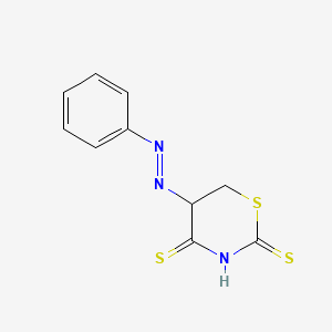 molecular formula C10H9N3S3 B14728031 5-[(E)-Phenyldiazenyl]-1,3-thiazinane-2,4-dithione CAS No. 13489-07-1