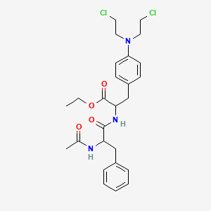 molecular formula C26H33Cl2N3O4 B14728114 Ethyl 2-[(2-acetamido-3-phenylpropanoyl)amino]-3-[4-[bis(2-chloroethyl)amino]phenyl]propanoate CAS No. 13555-25-4
