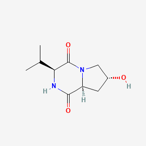 molecular formula C10H16N2O3 B1472829 (3S,7R,8aS)-7-hydroxy-3-isopropylhexahydropyrrolo[1,2-a]pyrazine-1,4-dione CAS No. 1434321-73-9