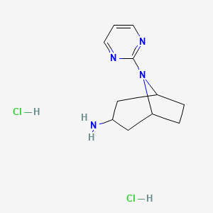 molecular formula C11H18Cl2N4 B1472833 8-(Pyrimidin-2-yl)-8-azabicyclo[3.2.1]octan-3-amine dihydrochloride CAS No. 2097947-62-9