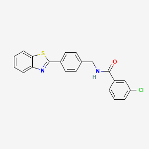 molecular formula C21H15ClN2OS B14728350 N-[(4-benzothiazol-2-ylphenyl)methyl]-3-chloro-benzamide CAS No. 5354-76-7