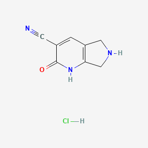 molecular formula C8H8ClN3O B1472843 2-oxo-2,5,6,7-tetrahydro-1H-pyrrolo[3,4-b]pyridine-3-carbonitrile hydrochloride CAS No. 1864057-79-3